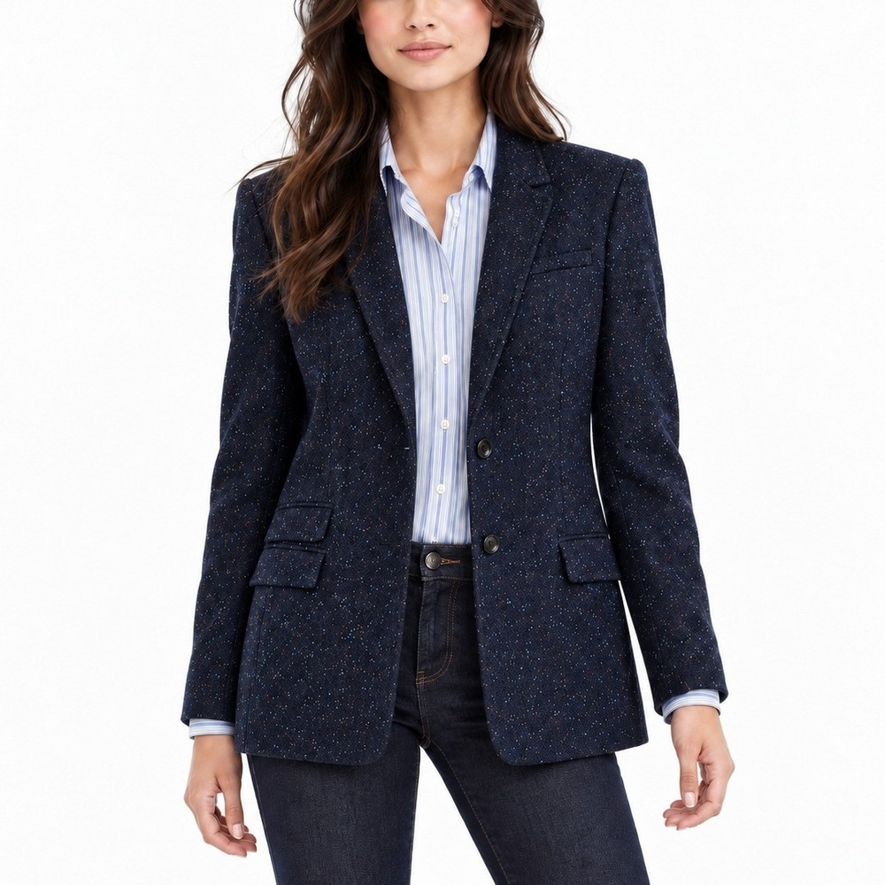 NWT BANANA REPUBLIC Hacking Jacket Wool Blend Speckled Tweed Blazer. Size 14